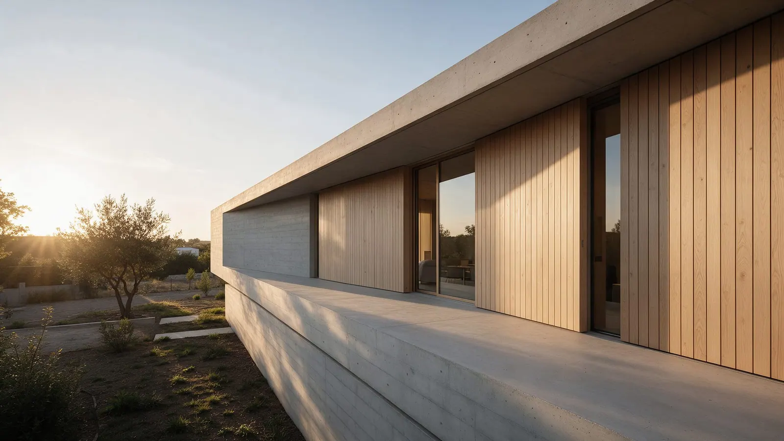 Casa em concreto e madeira